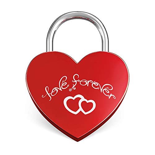 Candado en Forma de Corazón,Mini Candado de Amor en Forma de Corazón con Llaves y Grabado en Forma de Corazón para Bolso de Equipaje Diario Regalo Rojo