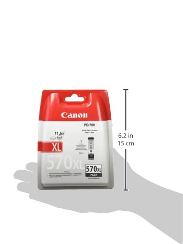 Canon PGI-570XL Cartucho de tinta BK para Impresora de Inyeccion Pixma TS5050,5055,5053,5051,6050,6052,6051,8050,8053,8052,8051,9055,9050-MG5750,5751,5752,5753,6850,6851,6852,6853,7750,7751,7752,7753