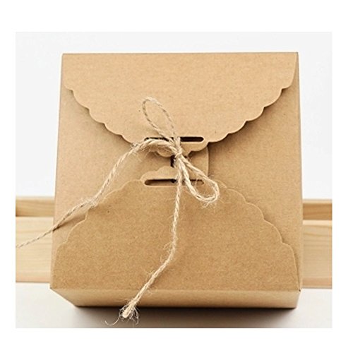 Caolator Lote de 5 cajas para pasteles, de papel de estraza, para decoración, bombones, golosinas, pasteles, chocolate, etc., caja de regalo