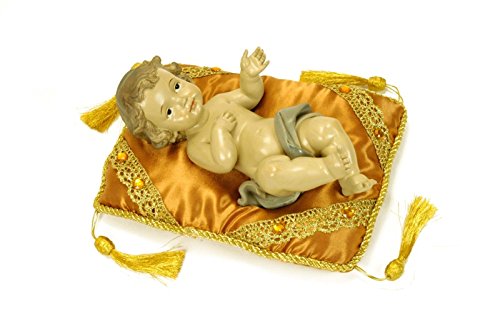 CAPRILO Figura Religiosa Decorativa Niño Jesús con Almohada Esculturas Resina. 16 x 23 x 9 cm.
