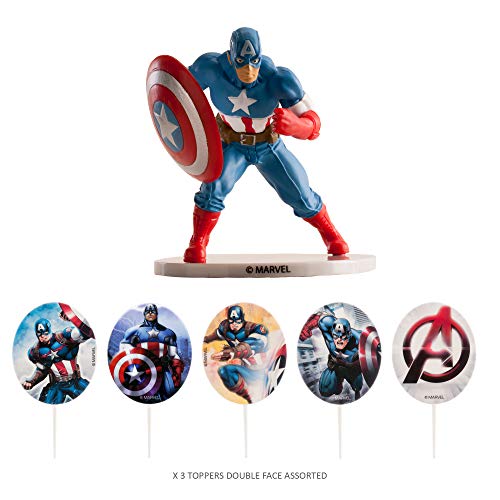 Captain america 303006 - Kit de decoración para Tartas, plástico, Multicolor, 11 x 5 x 23 cm