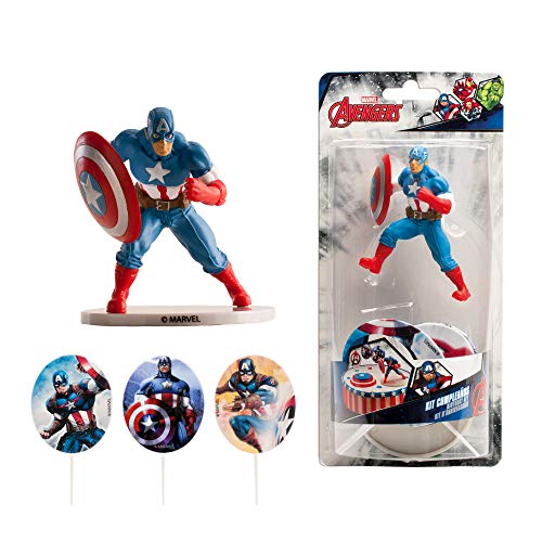 Captain america 303006 - Kit de decoración para Tartas, plástico, Multicolor, 11 x 5 x 23 cm