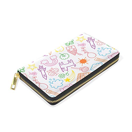 Caramelo Cohete Abstracto Billetera Mujer Cremallera Billetera de Cuero Cartera Teléfono Tarjeta de Credito Delgada Tarjetero para Chica Hombre