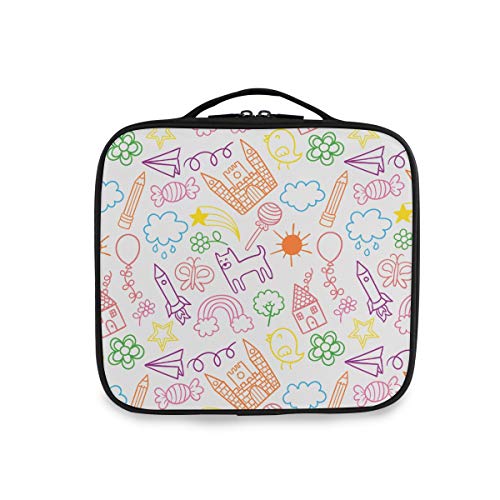 Caramelo Cohete Abstracto Bolsa de Maquillaje Organizador de Cosméticos Portátil Estuche Mochila con Divisor Ajustable para Mujeres Niñas