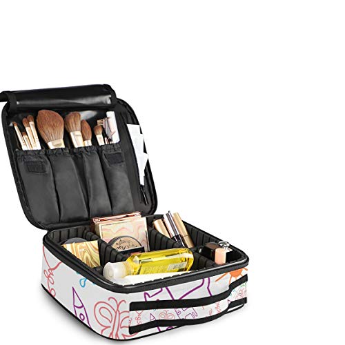 Caramelo Cohete Abstracto Bolsa de Maquillaje Organizador de Cosméticos Portátil Estuche Mochila con Divisor Ajustable para Mujeres Niñas