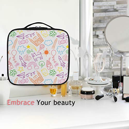 Caramelo Cohete Abstracto Bolsa de Maquillaje Organizador de Cosméticos Portátil Estuche Mochila con Divisor Ajustable para Mujeres Niñas