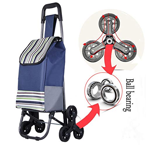Carrito de la compra Escaleras Pequeño Carro de tirón Plegable Portátil Carrito Trolley Maleta Maleta Remolqueo-Azul Actualización