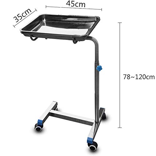 Carro de la Carretilla médica, Equipos médicos Ajustable autoservicio con Bandeja quirúrgica, con la Rueda del balanceo, for el Hospital/salón de Belleza - 35x45x120cm (Color : Thicker)