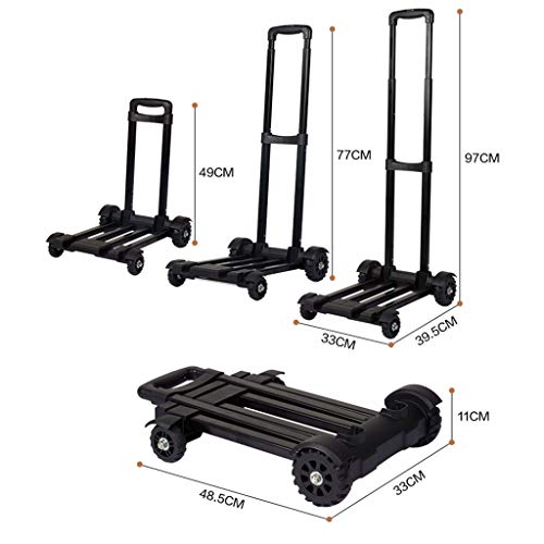 Carro de Mano, Carro portátil Plegable Carro de Cuatro Ruedas Trolley de Hotel Tamaño de Carro 48.5 * 33 * 11CM (Tamaño : 48.5 * 33 * 11CM)