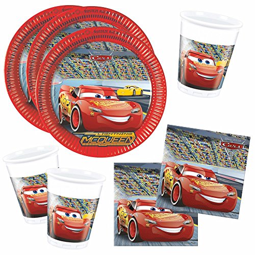 Cars Establecer Vajilla Desechable Race | Disney Platos Tazas Servilletas