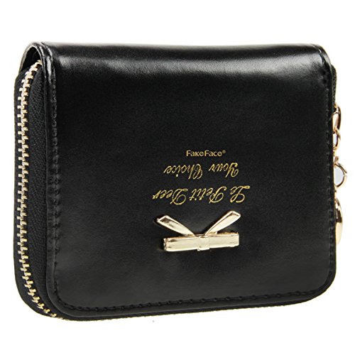 Cartera de Piel Artificial Anti RFID Tarjetero Puerta Moneda clásica Tarjeta de crédito Visita Regalo Vintage Retro para Mujer, Negro (Negro) - WLT-PRS-53-RX-FR