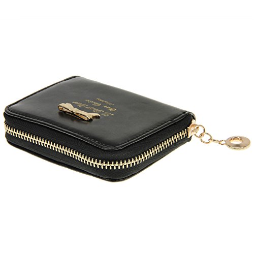Cartera de Piel Artificial Anti RFID Tarjetero Puerta Moneda clásica Tarjeta de crédito Visita Regalo Vintage Retro para Mujer, Negro (Negro) - WLT-PRS-53-RX-FR