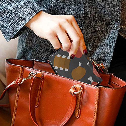 Cartera Múltiples Ranuras para Tarjetas Creative Delicious Buffet BBQ Meat Tarjeteros para Mujeres Cuero PU Cremallera Alrededor Titular de la Tarjeta de tamaño Compacto Cartera con Monedero para muj