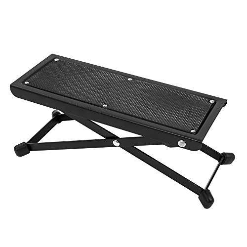 Cascha Reposapiés para guitarra, Guitar Foot Bench, Pedalera con parte superior de goma antideslizante (regulable en altura) - Accesorios para guitarra (HH 2082)