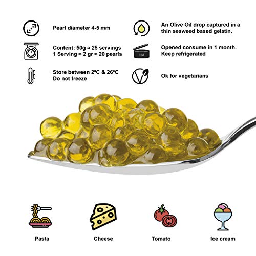 Caviaroli - Encapsulado de Aceite de Oliva Virgen Extra con Albahaca - 50 g