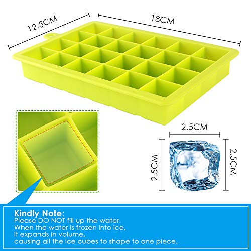 CAVN Bandeja de Hielo, Bandejas para Hielo Silicona, 72 Bandejas para Cubitos de Hielo con Tapa, Congelarse Alimentos para Bebés,Cola,Cócteles,Whisky (3 PCS)