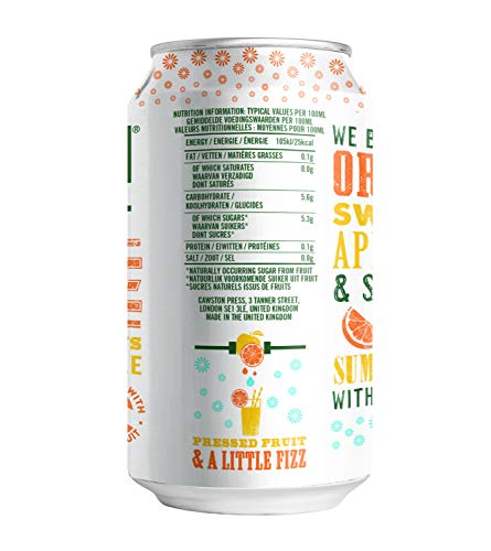 Cawston Press Latas de Naranja Gaseosa con Zumo Prensado 330 ml (Paquete de 24)