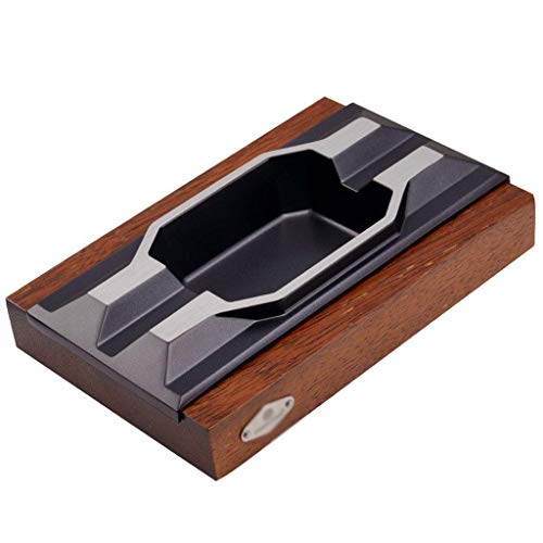 CCLLA Cenicero para cigarros, cenicero de Metal de Doble Canal Grande Cenicero de Madera Maciza Personalidad Creativa El cenicero se Puede Usar como un Regalo para familias, Amigos y Familiares.