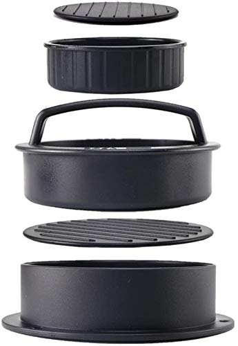 CCUCKY Prensa de Hamburguesa Molde 3 en 1, Molde Hamburguesa con 50 Papel Hamburguesa Antiadherente, Ideal para Hacer Hamburguesas con Queso Albóndigas en Casa
