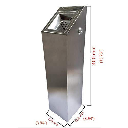 Cenicero Acero Inoxidable cenicero montado en la Pared del Cigarrillo del cenicero del Cilindro Exterior público Ash Bin sin Humo de Acero Inoxidable con Cierre Práctico