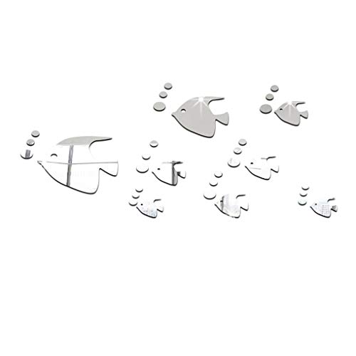 censhaorme Sea Fish removible etiqueta de la pared de la burbuja 3D Pegatinas Espejo mural DIY Decal Decoración