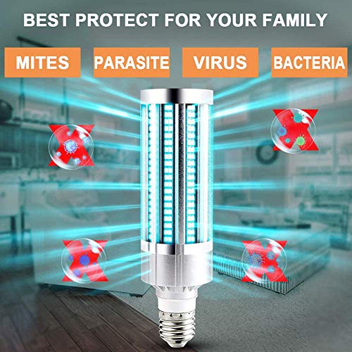 Cestbon 60W UV lámpara germicida UV de desinfección de Bulbo 100/110-277V E26 / E27 para el almacén, Escuela, supermercado, casa,Blanco