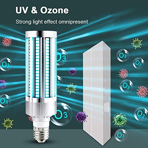 Cestbon 60W UV lámpara germicida UV de desinfección de Bulbo 100/110-277V E26 / E27 para el almacén, Escuela, supermercado, casa,Blanco