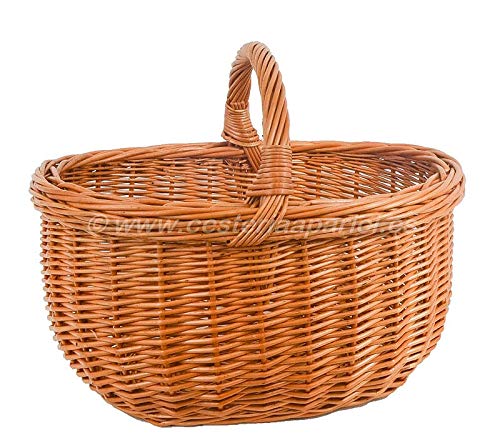 Cesteria Aparici - Cesta de Mimbre Ovalada con asa 2V. 44X37X24X34 Alto asa