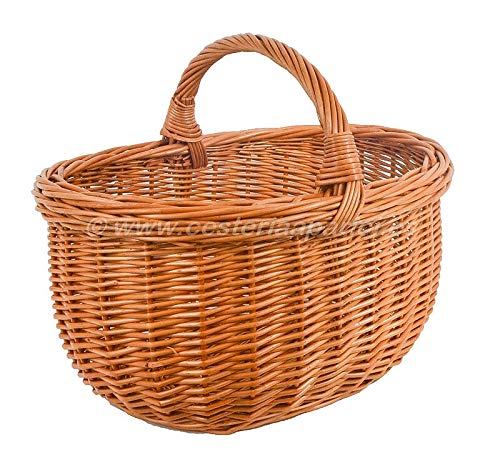Cesteria Aparici - Cesta de Mimbre Ovalada con asa 2V. 44X37X24X34 Alto asa