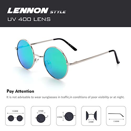 CGID E01 Estilo Vintage Retro Lennon inspirado círculo metálico redondo gafas de sol polarizadas para hombres y mujeres