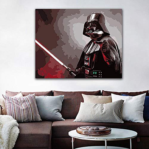 cgsmvp Pintura de Bricolaje por números Star Wars Darth Vader Darth Revan Pinturas para Colorear por números con Kits para decoración de paredes-50x65cm Sin Marco