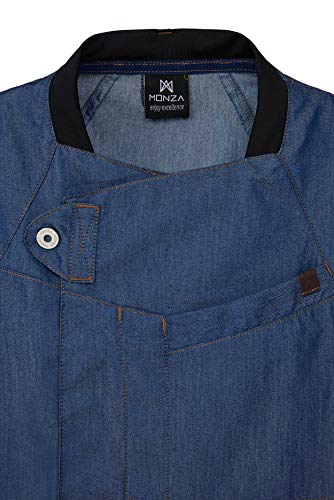 Chaquetilla Cocinero Hombre de Manga Corta con Corchetes. Ropa Cocina/Hostelería. Color Azul Denim. Talla L. Ref: 4128
