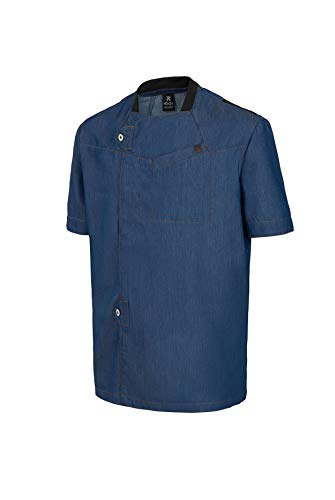 Chaquetilla Cocinero Hombre de Manga Corta con Corchetes. Ropa Cocina/Hostelería. Color Azul Denim. Talla L. Ref: 4128