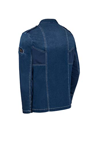 Chaquetilla Cocinero Hombre de Manga Larga con Corchetes. Ropa Cocina/Hostelería. Color Azul Denim. Talla XL. Ref: 4130