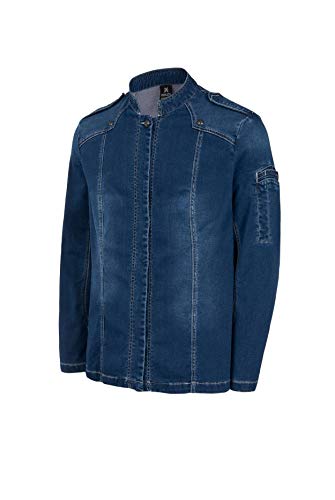 Chaquetilla Cocinero Hombre de Manga Larga con Corchetes. Ropa Cocina/Hostelería. Color Azul Denim. Talla XL. Ref: 4130
