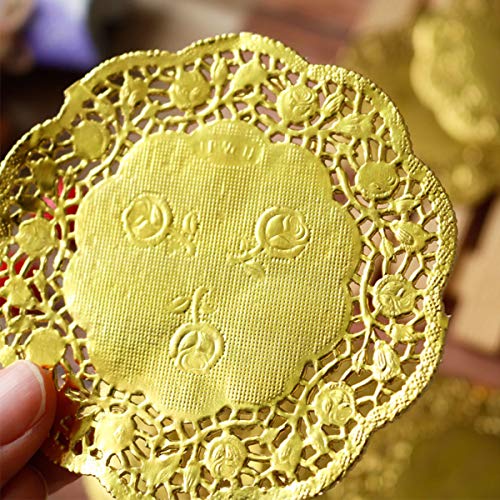 CHENKEE Tapetes Papel Encaje Redondos, Encaje Blondas Tapetes Decoración Vajilla Almohadillas Manteles Individuales de Papel Decorativo Granel para Postres Decoración Fiestas Bodas Food Almohadillas