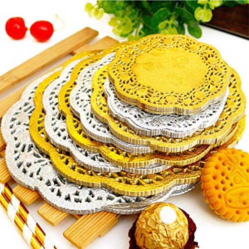 CHENKEE Tapetes Papel Encaje Redondos, Encaje Blondas Tapetes Decoración Vajilla Almohadillas Manteles Individuales de Papel Decorativo Granel para Postres Decoración Fiestas Bodas Food Almohadillas