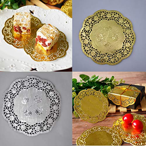 CHENKEE Tapetes Papel Encaje Redondos, Encaje Blondas Tapetes Decoración Vajilla Almohadillas Manteles Individuales de Papel Decorativo Granel para Postres Decoración Fiestas Bodas Food Almohadillas