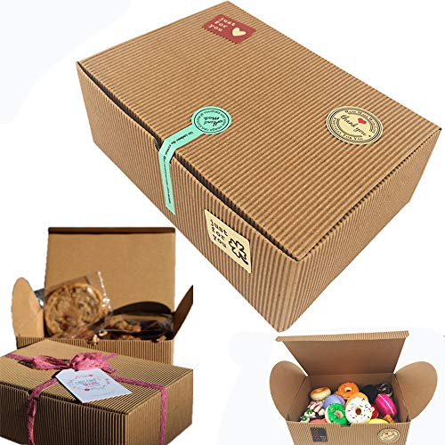 Chilly Treat Cajas de regalo, juego de 10 cajas de panadería decorativas para cupcakes, galletas y chocolate, 37 pegatinas incluidas