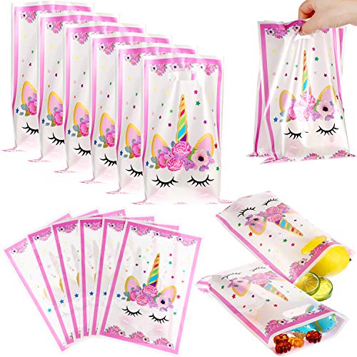 Chinco 60 Piezas de Bolsa de Fiesta de Plástico de Patrón de Unicornio Bolsa de Regalo Bolsa de Dulces para Favores de Boda Cumpleaños Fiesta