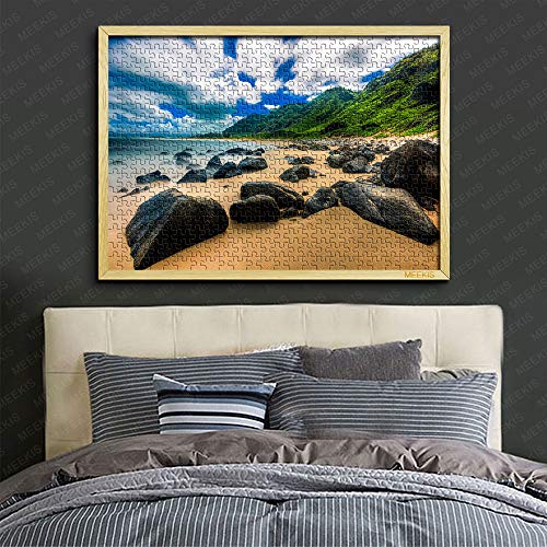 CHOUJJ Rompecabezas de 1000 Piezas Animes El mar y la Playa bajo el Cielo Azul Rompecabezas para niños Rompecabezas de Bricolaje Decoración para el hogar Estilo Rompecabezas de cartón Juegos edu