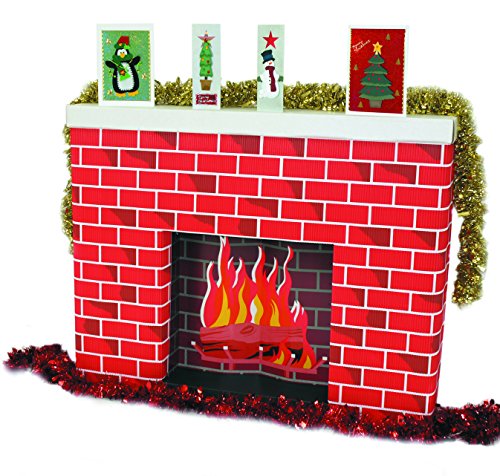 CI. Papel Corrugado, de tamaño Real, con diseño de Chimenea, Color Rojo