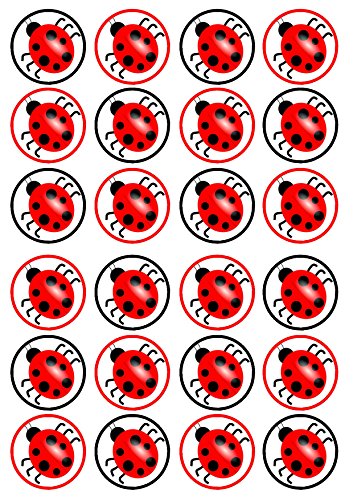 Cian's Cupcake Toppers Ltd 24 adornos comestibles para cupcakes, diseño de mariquitas, UNCUT