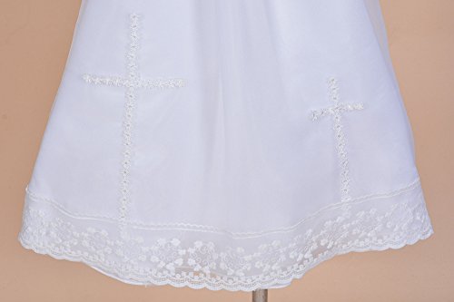 Cinda Bebé de Manga Larga Traje de Bautizo y el capó Largo de Raso Blanco 0-3 Meses