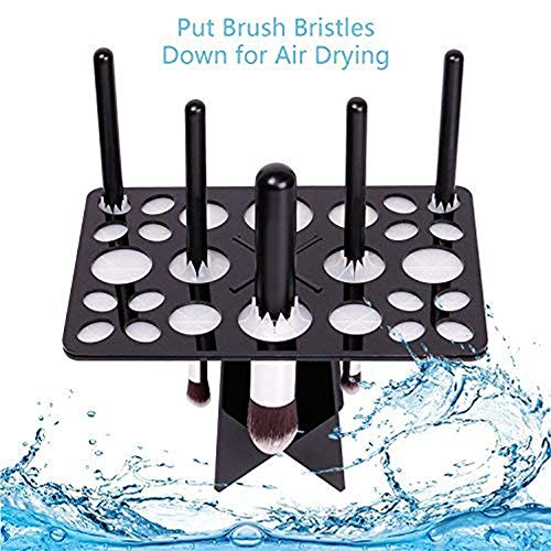CINEEN Soporte de para cepillos de maquillajes plegable Titular de cepillo del maquillaje de secado Panel de herramientas estante organizador cosmético(Negro)