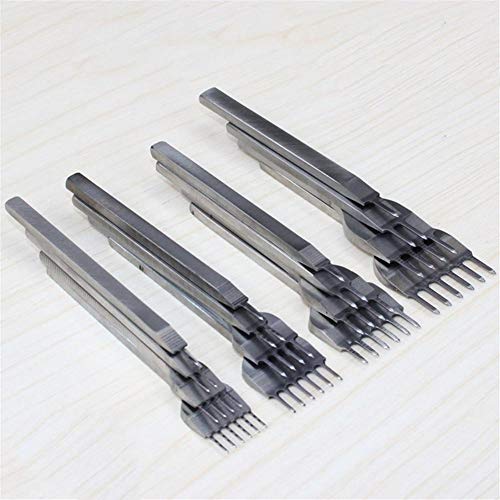 cineman Punzones Herramientas de Cuero Piel Perforadora Hacer Agujeros Puntadas de Costura Leather Craft DIY Tools 4Pzas Cuero Perforadoras Punzones, 3-6mm 1+2+4+6 Dientes