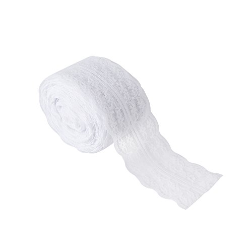 Cinta de encaje 10 m 4.5cm para decoración de la boda decoración DIY Craft, Arpillera(blanco)