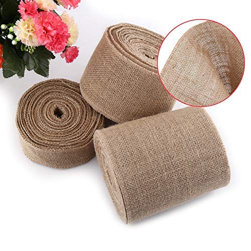 Cinta de Yute Cintas de Tela de Arpillera Rollo de Cinta Rústica de Yute Natural para Decoración de Hogar(10cm)