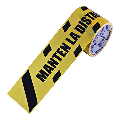 Cinta: MANTEN LA DISTANCIA DE SEGURIDAD. Precaución. Manten la distancia de seguridad en interiores y exteriores. Ideal para su negocio.