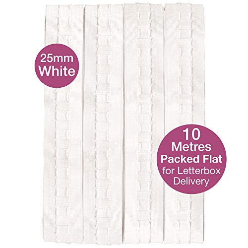 Cinta superior para cortina fruncida (25 mm, 10 metros, extraíble), lápiz blanco
